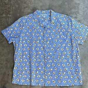 Brunch Shirt | Fried Egg Short Sleeve Button Down ShirtSize XL